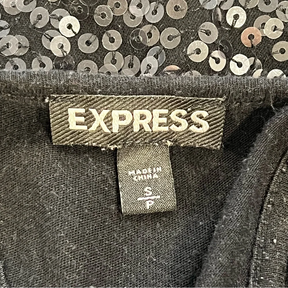 Express Black Lace Neckline Sequin Tank Size Small Petite. - Picture 6 of 8